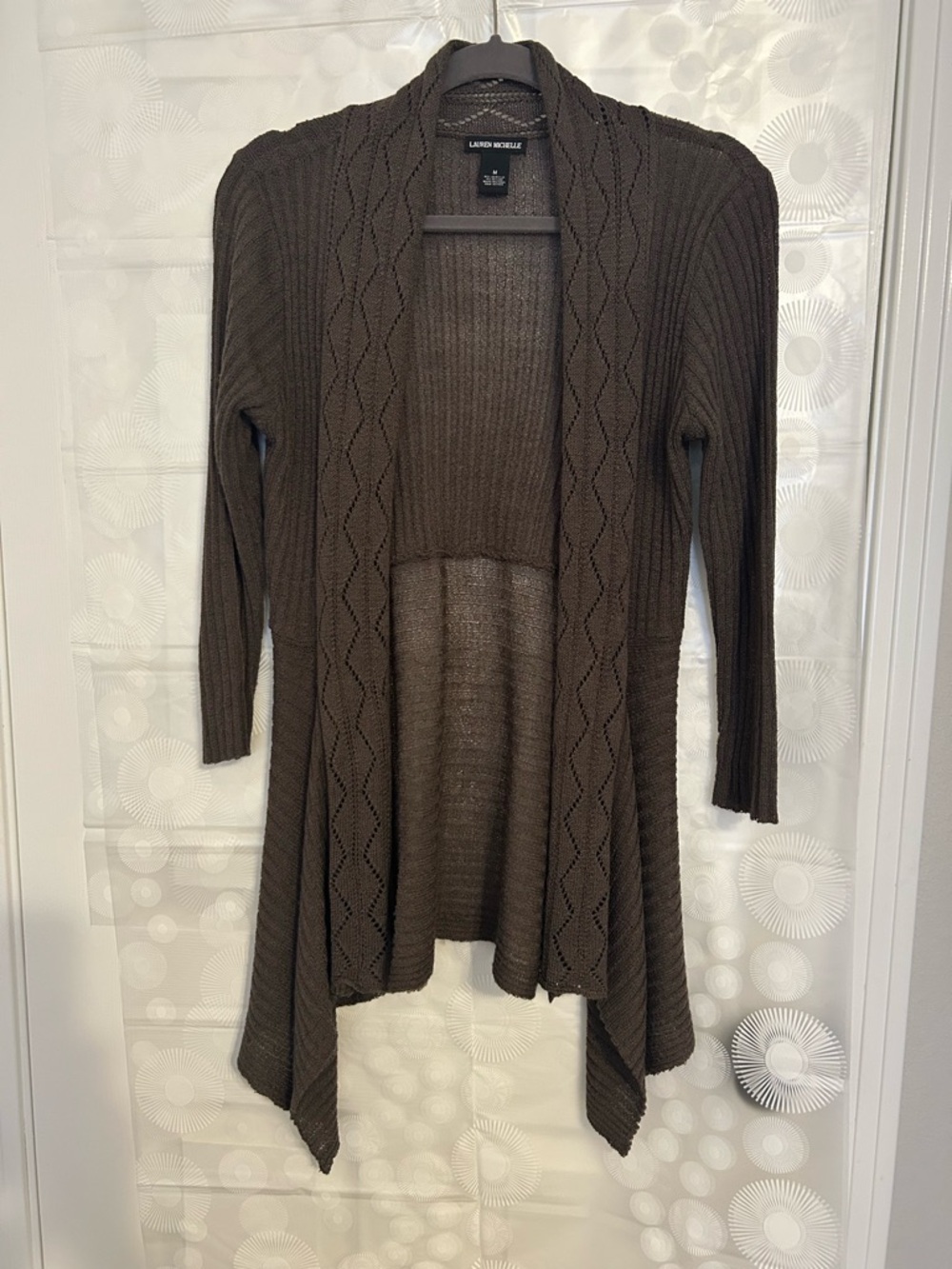 Lauren Michelle Dark Brown Open-Front Waterfall Cardigan